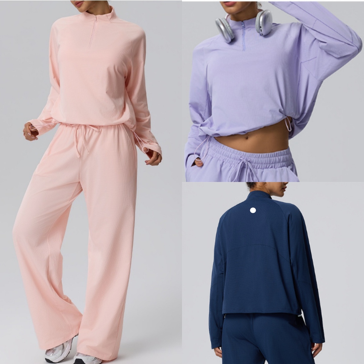 L6724-UU Mode séchage rapide Yoga demi-sweats à glissière Sport de plein air loisirs pull ou loisirs Fitness pantalons de Sport pantalons à jambe