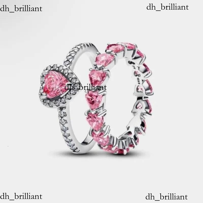 classic pink love heart Designer Rings for Women Bling Diamond Sparkling Crystal Nail Finger Tail Engagement Promise Ring Jewelry Silver Gold Col