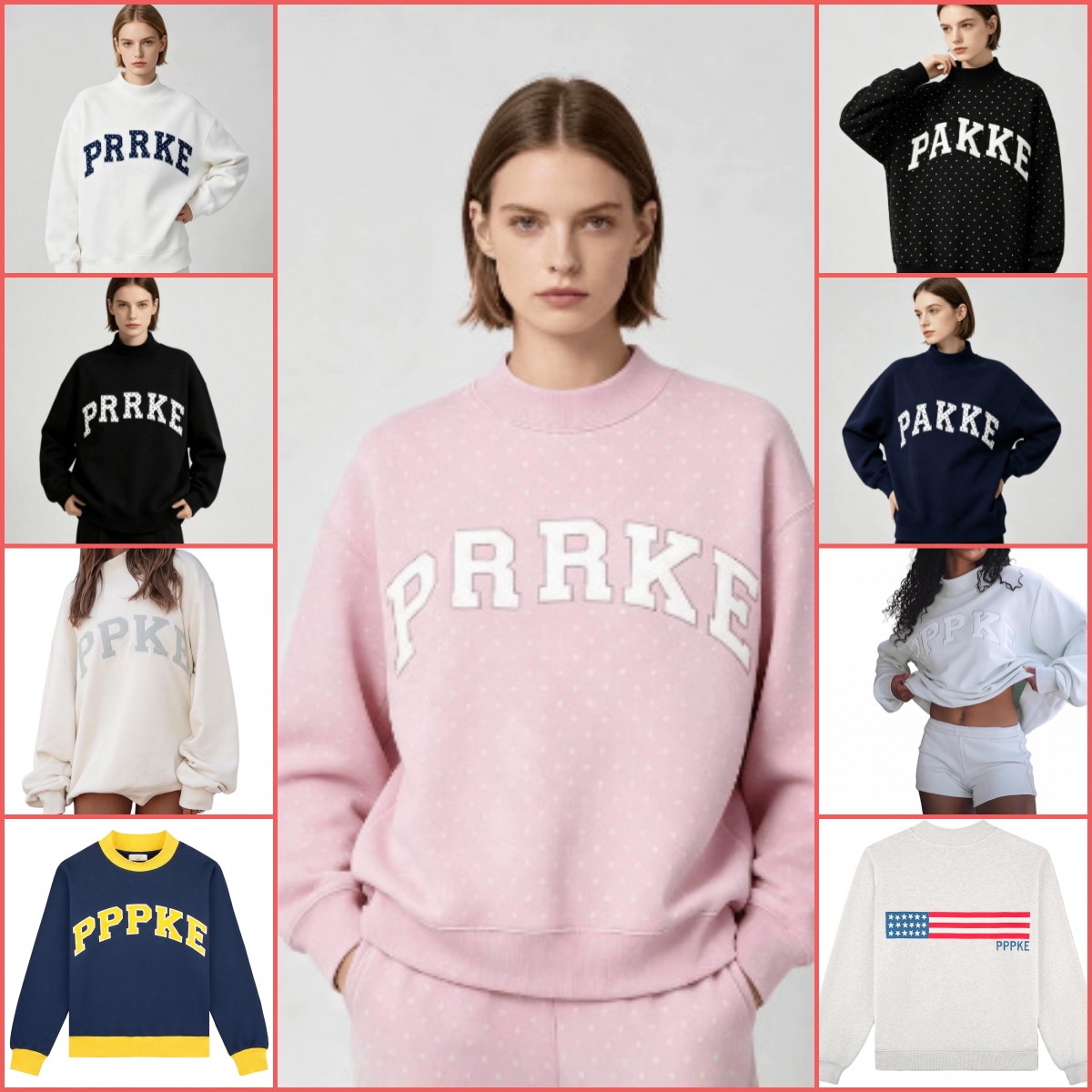 High-quality Parke mockneck women polka dot sweatshirt vintage college loose drop shoulder pullover streetwear jumper tops for autumn daily wear