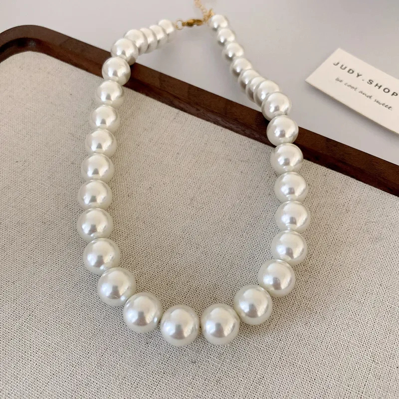 Layered Choker Style Pearl Necklace Featuring a Smooth Round Shape & Secure Magnet Closure for Everyday Wearability