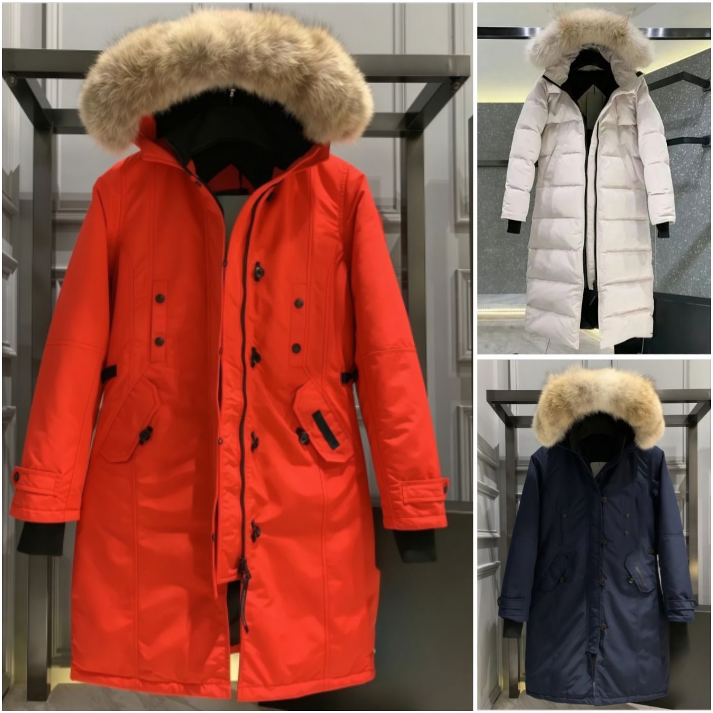 canada Down Jacket women and men Puffer Jackets women Fashion Long Coat Large Pocket Fur Collar Thermal Top Female autumn and winter Large Clothing