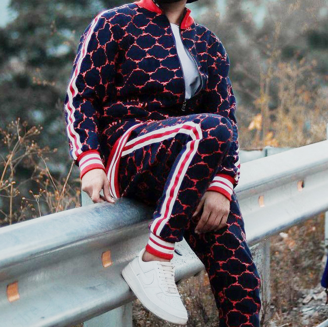 Classic DesignerG Men Women tracksuits high quality two pieces set jacket & pants with letters and Mesh grid Outdoor sports suit Size S-3XL