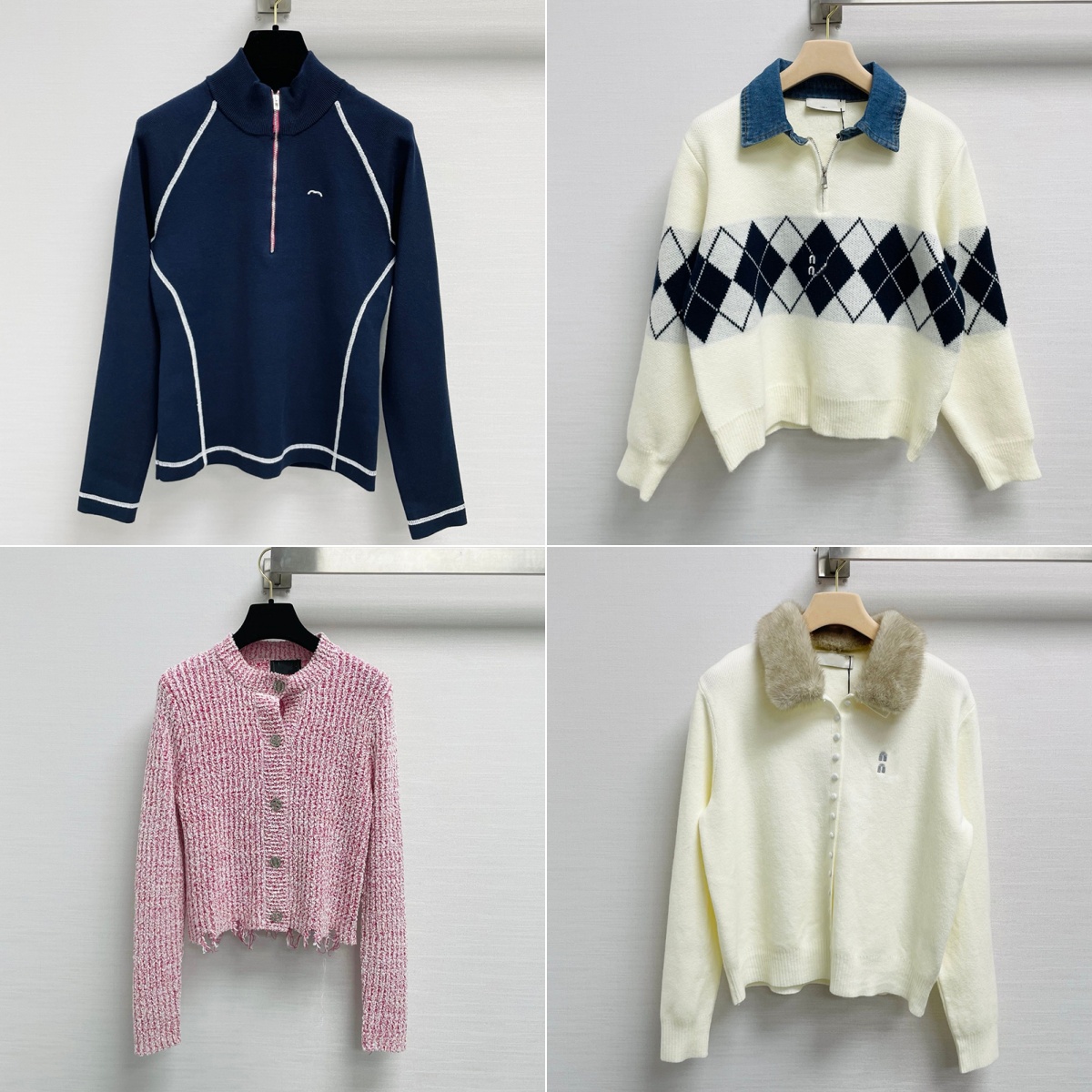 Sweat-shirt en tricot d'hiver avec lettres classiques brodées, vêtements d'extérieur, col en laine, charme élégant, pulls féminins, manteau, vest