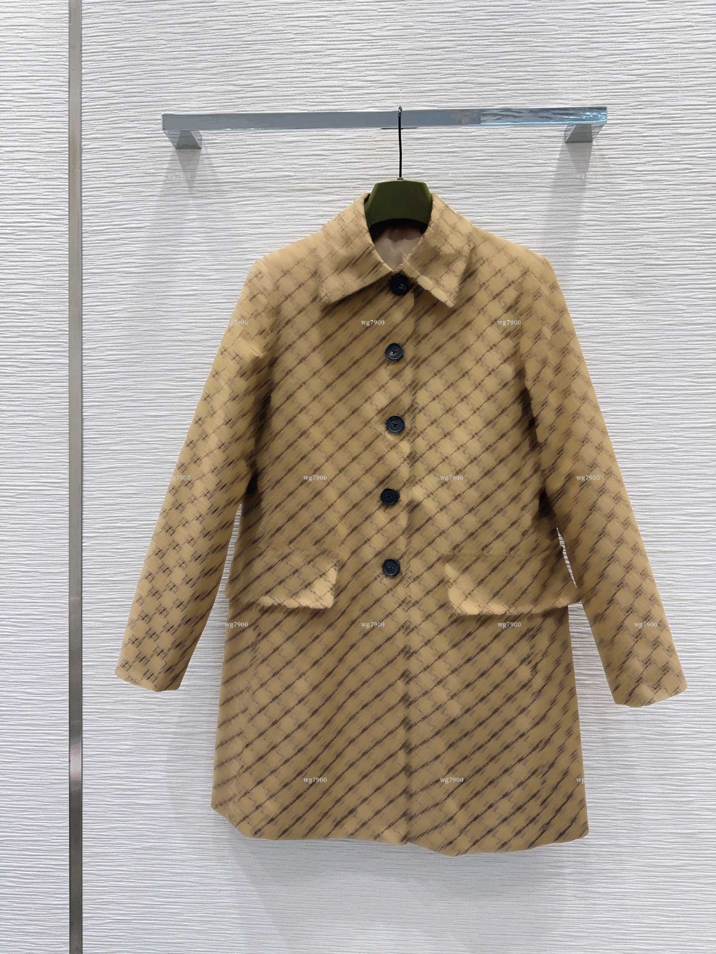 Top lady Mid Length A Line Blazer Vintage All Over letter Print Lapel Jacquard jacket women designer clothes Single Breasted Long Sleeve Suit Coat A