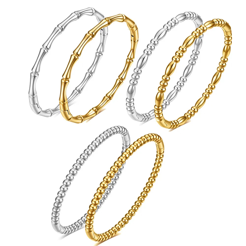 European and American cross-border best-selling new 5MM simple series, 18K gold bamboo joint cylindrical titanium steel smooth bracelet wholesale