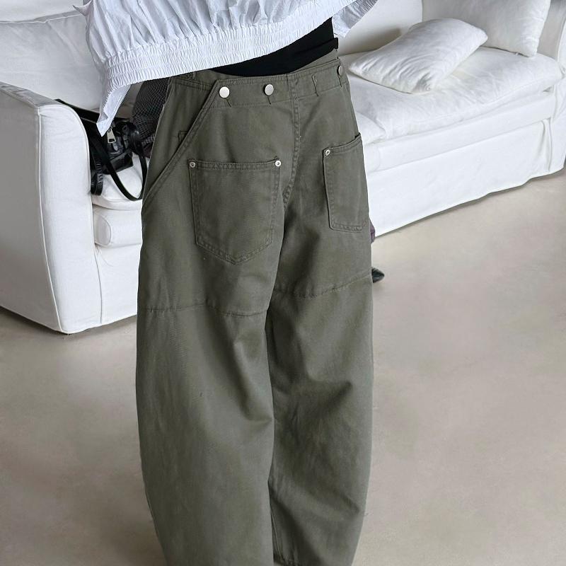 Designer High Quality Oversized Streetwear Unisex Women's Retro Vintage High Waist Wide Leg Jeans Back Button Loose Cotton Denim Pants Casual S
