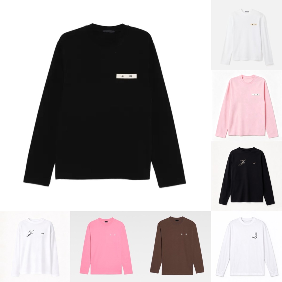 mens long sleeve shirt designer Jacquesmu clothes cotton Four season loose jacquemes Crew Neck pullover Tee Casual letter logo embroidery print Unis