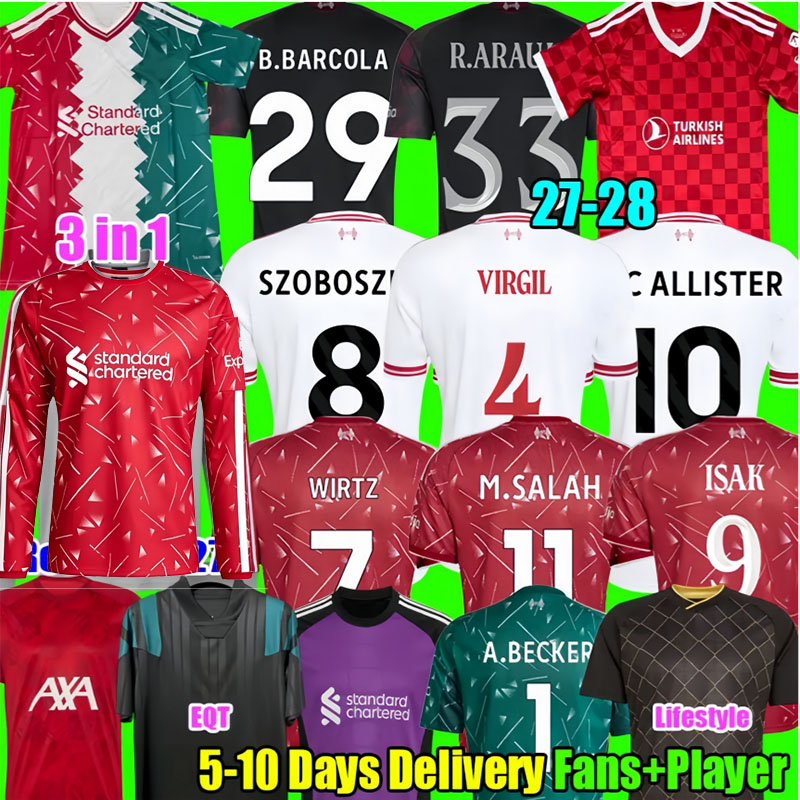 26/27 ISAK WIRTZ GRAVENBERCH MAC ALLISTER SZOBOSZLAI Maillots de football Manches courtes et manches longues 4XL MSALAH Costume pour enfants adul