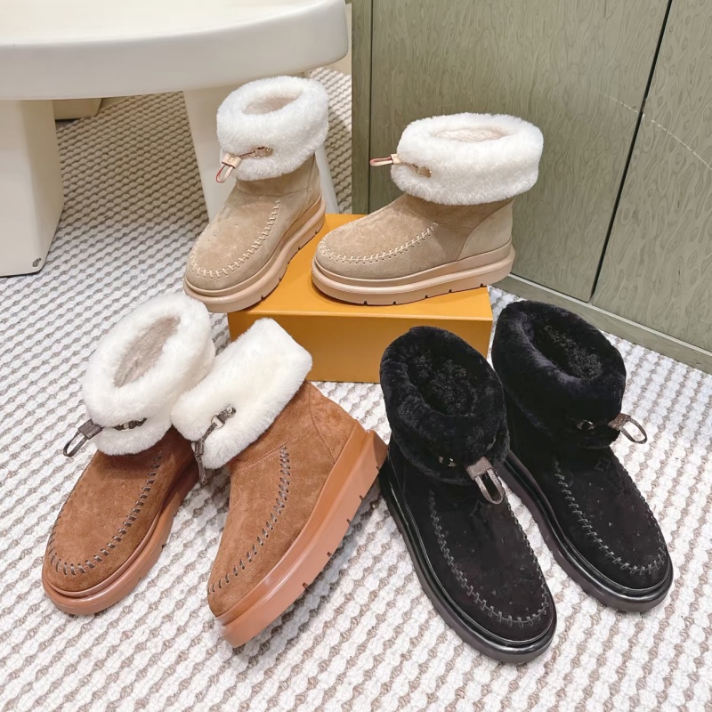 Designer Wool Snow Boots Furry Fur Women boots colorado ankle boots cortina Suede winter Fur boot Luxury booties comfort loafers fluffy plush slide