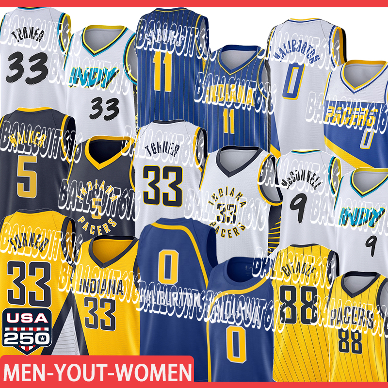 Maillot Pacerses Maillots de basket-ball Pacersly Pascal Siakam Tyrese Haliburton Bennedict Mathurin Indiana City Connect Maillots Maillots de ba