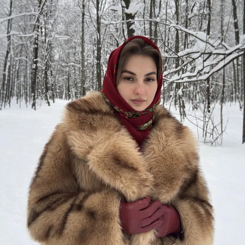 Designer Women's Faux Fox Fur Coat Mid Long Warm Color Block Streetwear Winter Outerwear Jacket Fashion Ladies