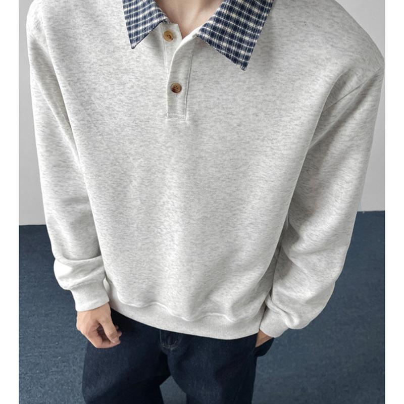 Sweat-shirt surdimensionné à carreaux pour hommes, unisexe, manches longues, ample, décontracté, bouton sur le devant, pull de styliste