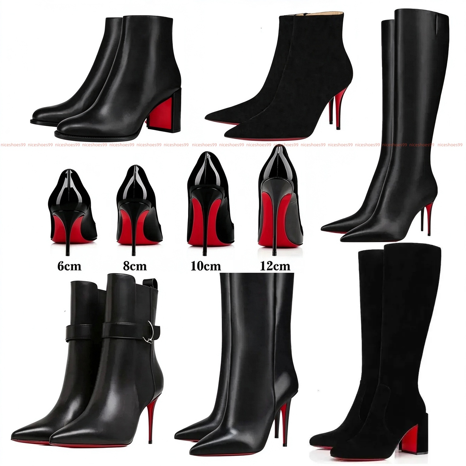 Designer boots womens brand heels women dress shoes Red Shiny Bottom Boots Toe High Heels Stiletto Genuine Leather Woman Boots Pumps size 35-43