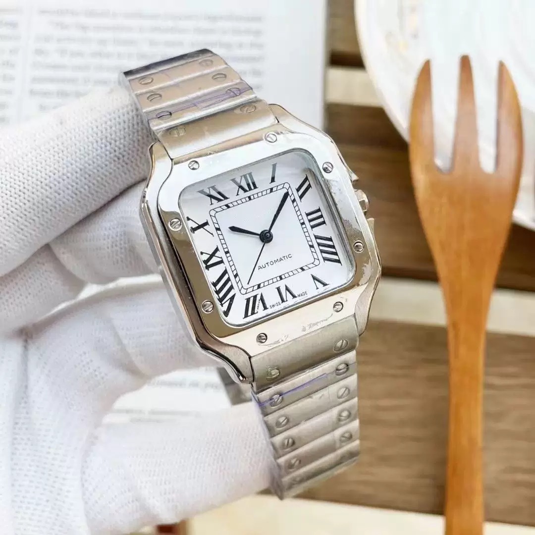 Montre-bracelet mécanique entièrement automatique en acier inoxydable de 35 mm, élégante et noble, étanche, verre saphir ; cadeau de montre pour