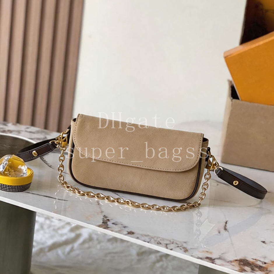 Wallet On Chain Ivy Clutch Handbag 23.5CM Luxury Master Quality Suede Cowhide Designer Shoulder Evening Bag with Gift Box LW01E