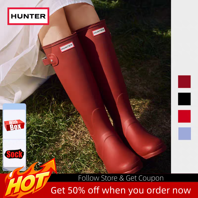 Designer Hunters Boots Women Rainboots Red Shiny Boots Original Tall Rain Boots Platform Waterproof Boot Luxury Rubber Water Shoes Wellington Boot