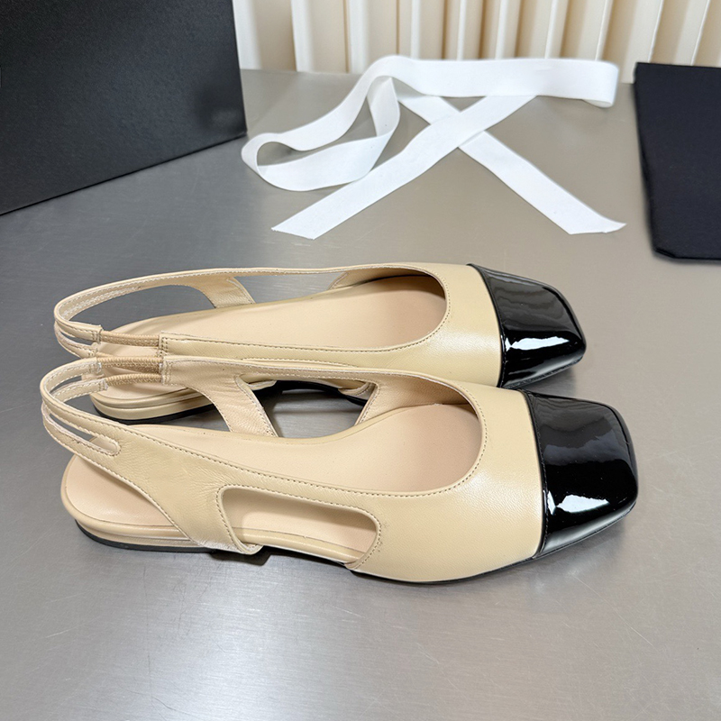 Sandales élastiques à fond plat en cuir à bout carré pour femmes, chaussures simples de style vintage, chaussures pour femmes de style français p