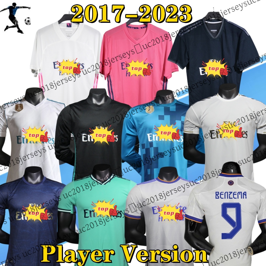 Spielerversion Lange Ärmel 2017-2023 RAUL Madri Heim-Retro-Fußballtrikots Marcelo SERGIO RAMOS 17 18 19 20 22 23 Echtes Vintage-Fußballtrikot auswär