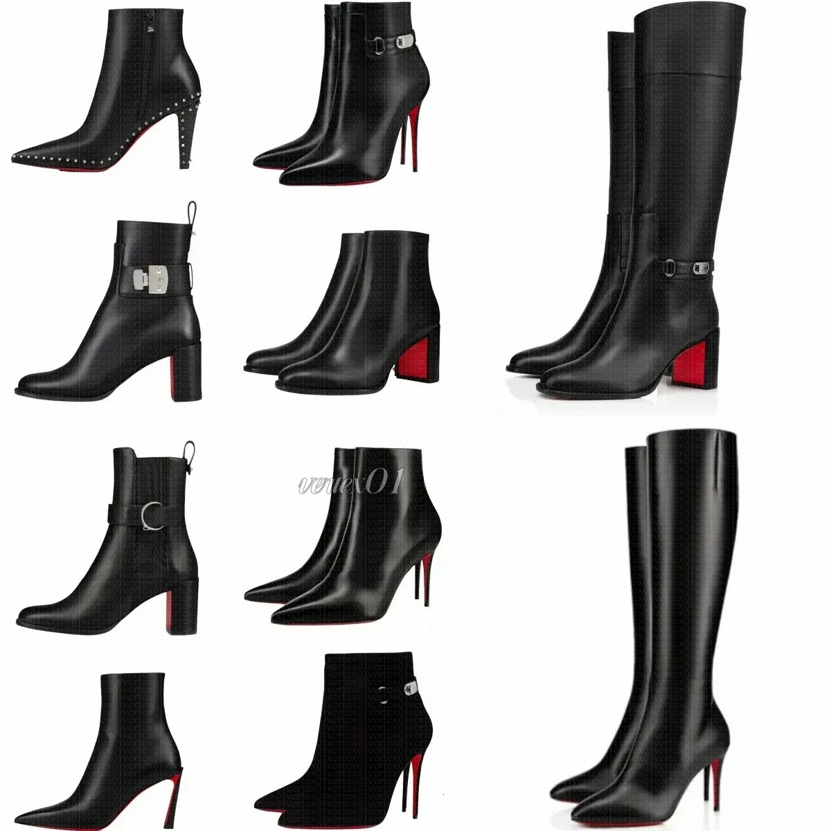 Designer red boots Women High heeled suede red shiny bottom boots stiletto genuine leather ankle boots fashion woman dress shoes 35-42