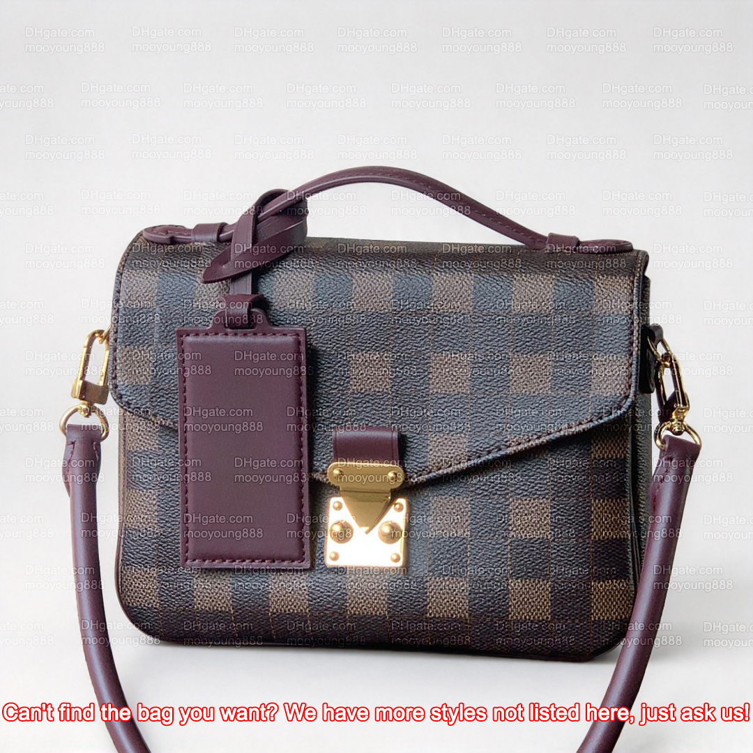 12A Upgrade Mirror Quality Designer Pochette Metis Bags for Women 21.5cm Luxury Handbags Canvas Cowhide Leather Shoulder Bag Coffee Plaid Crossbody