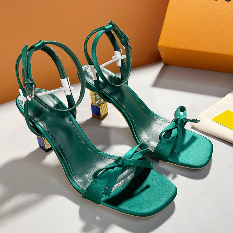 Femmes Chunky Talons Sandales Slingback Robe Chaussures Vintage Bleu Vert Noir Diapositives Bouts Carrés Chaussures De Loisirs En Plein Air Pour