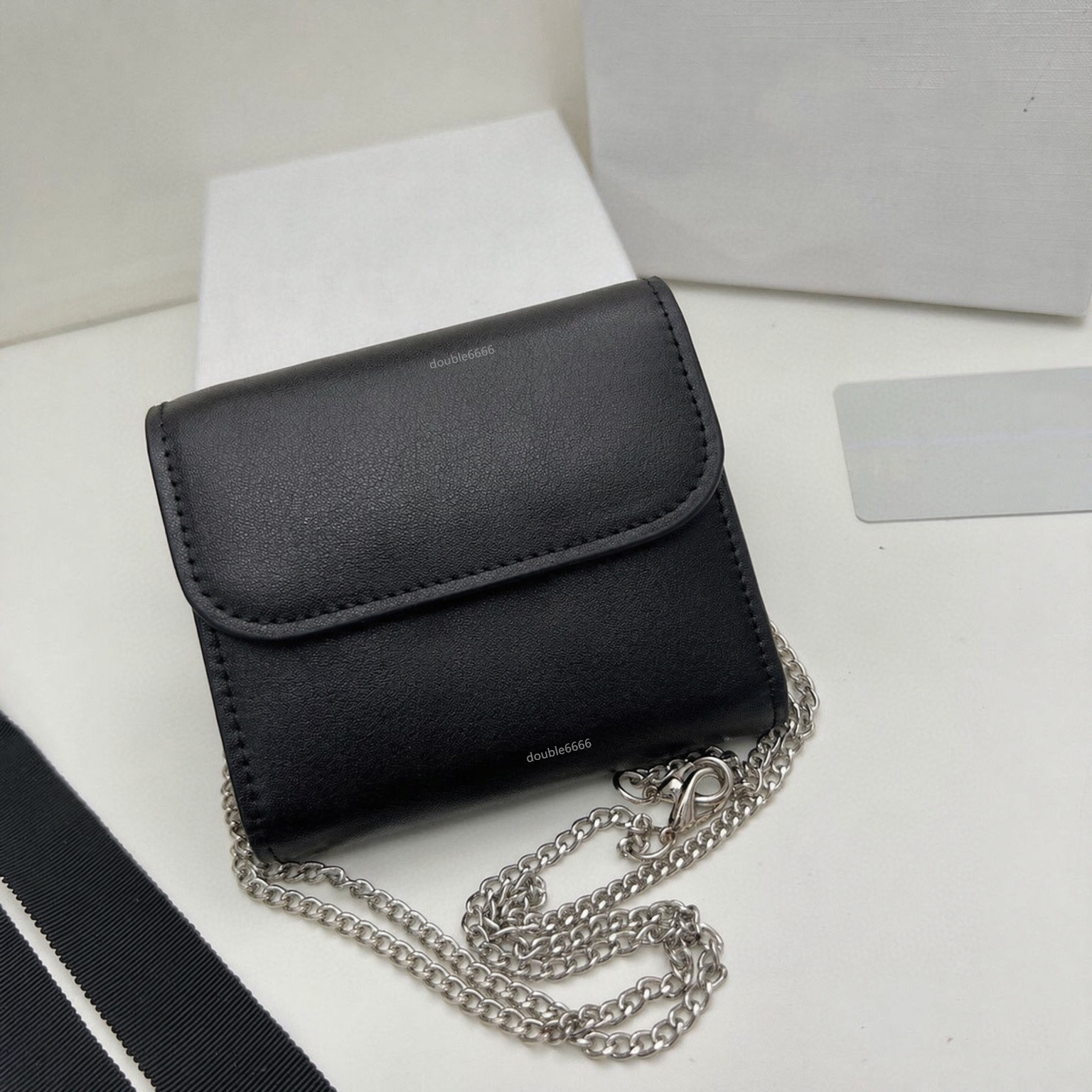 Quality Women Luxury CardHolder Designer Chain Wallet Id Card Coin Purses Cowhide Shoulder Bag Fashion Key Pouch Mens Purses Chain Money Wallets Key