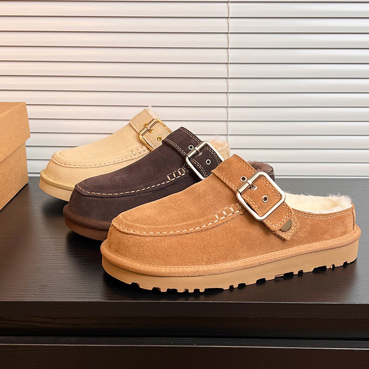 Goldenstar Evelina Clog Designer Slippers Clogs Sliders winter Sandals Women shoes warm Fall Driftwood Chestnut snow boots 35-43