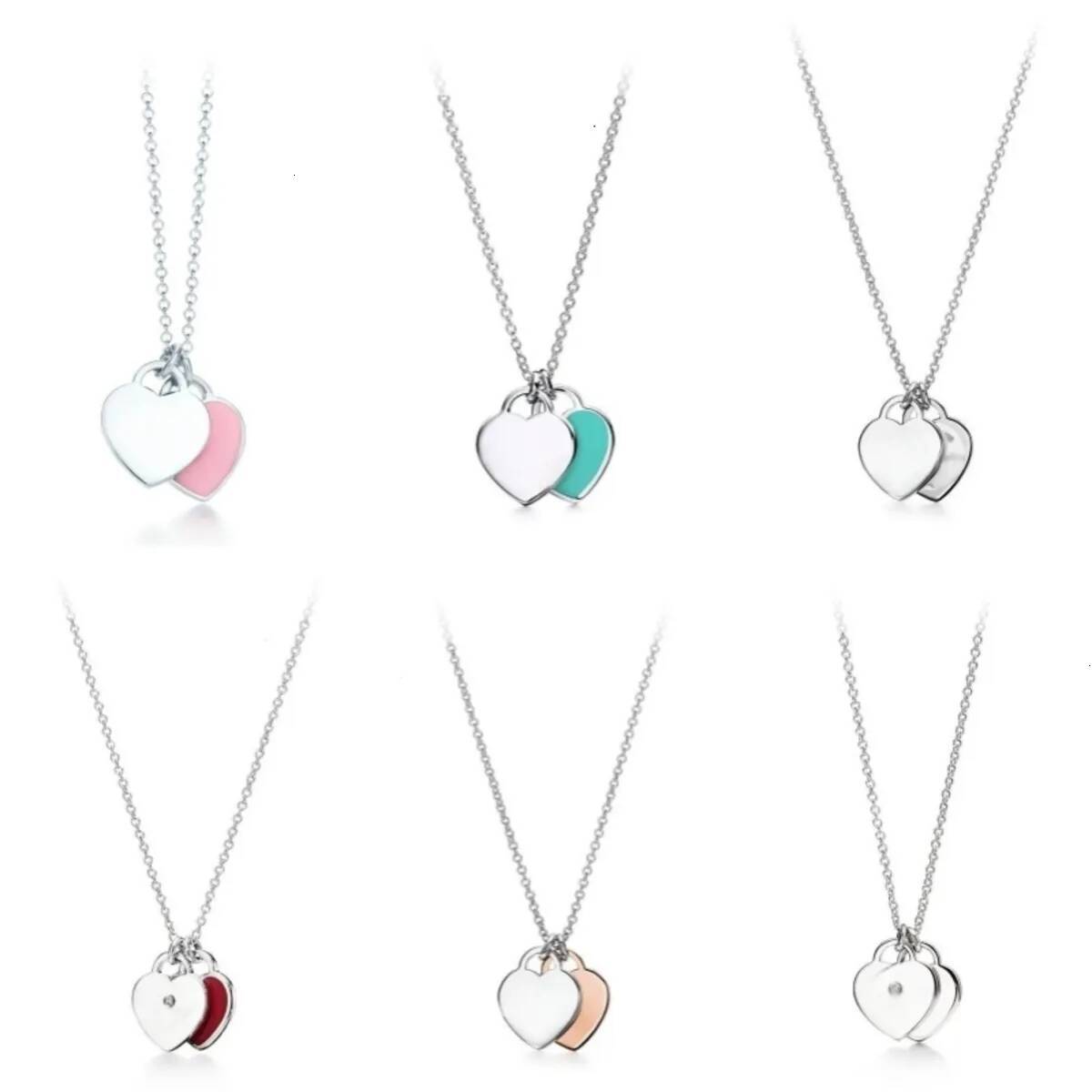Designer Tiffcoxy Jewlery Tiffcoxy Necklace New Designer Men's And Women's Luxury 18K Gold 925 Silver Fashion Trend Simple Double Heart Ne