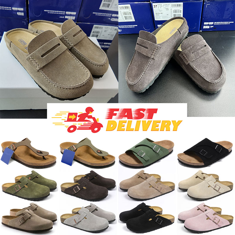Designer birkentsock Naples Slippers Wrapped Clogs loafers Sandals Clog Cork Flat Fashion Winter Summer Shoes Leather Slide Women Men 36-45