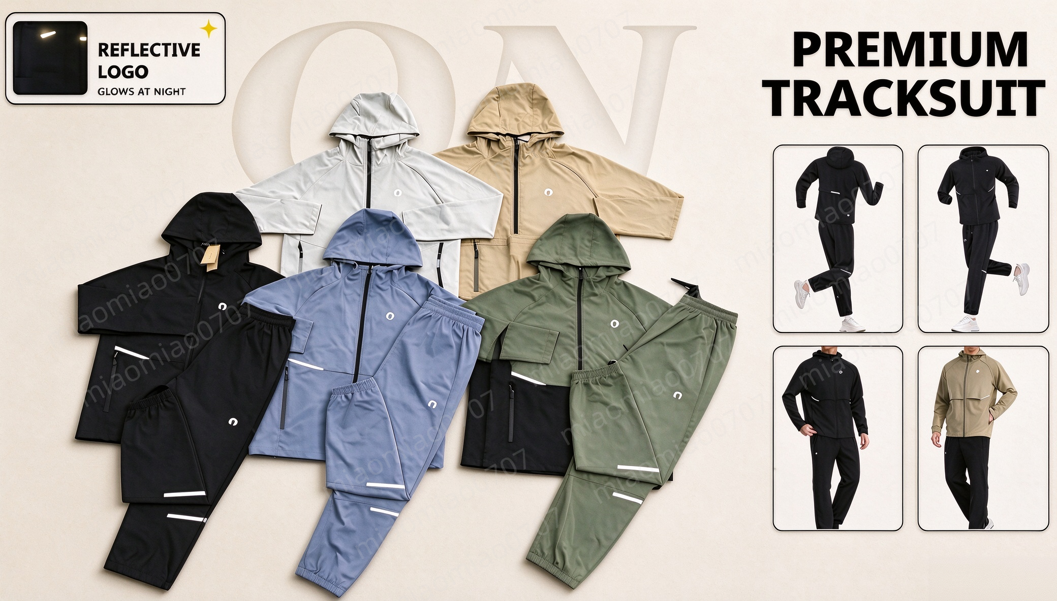 On Mens tracksuits set tech hoodies jackets pants sports jogging suits windbreaker sportswear sportsuit Zip Up jacket Training Running joggers gym 2