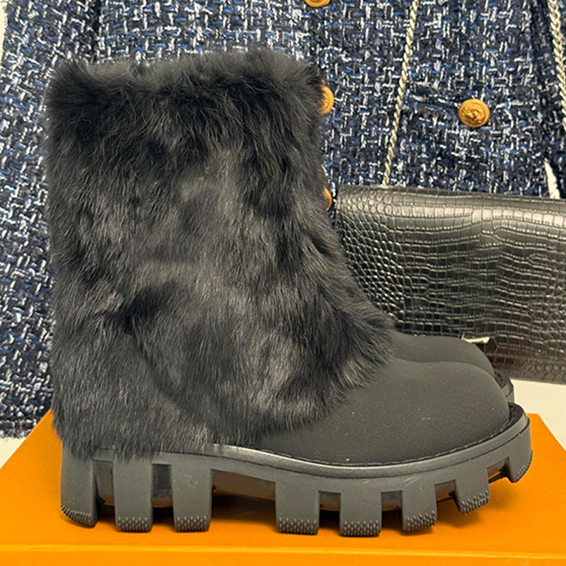 Autumn Winter Designer Womens Territory Ankle Boot Luxury Black Suede Thick Bottom Snow Boots Womans Outdoor Skiing Sports Warm Wearing Short Boots