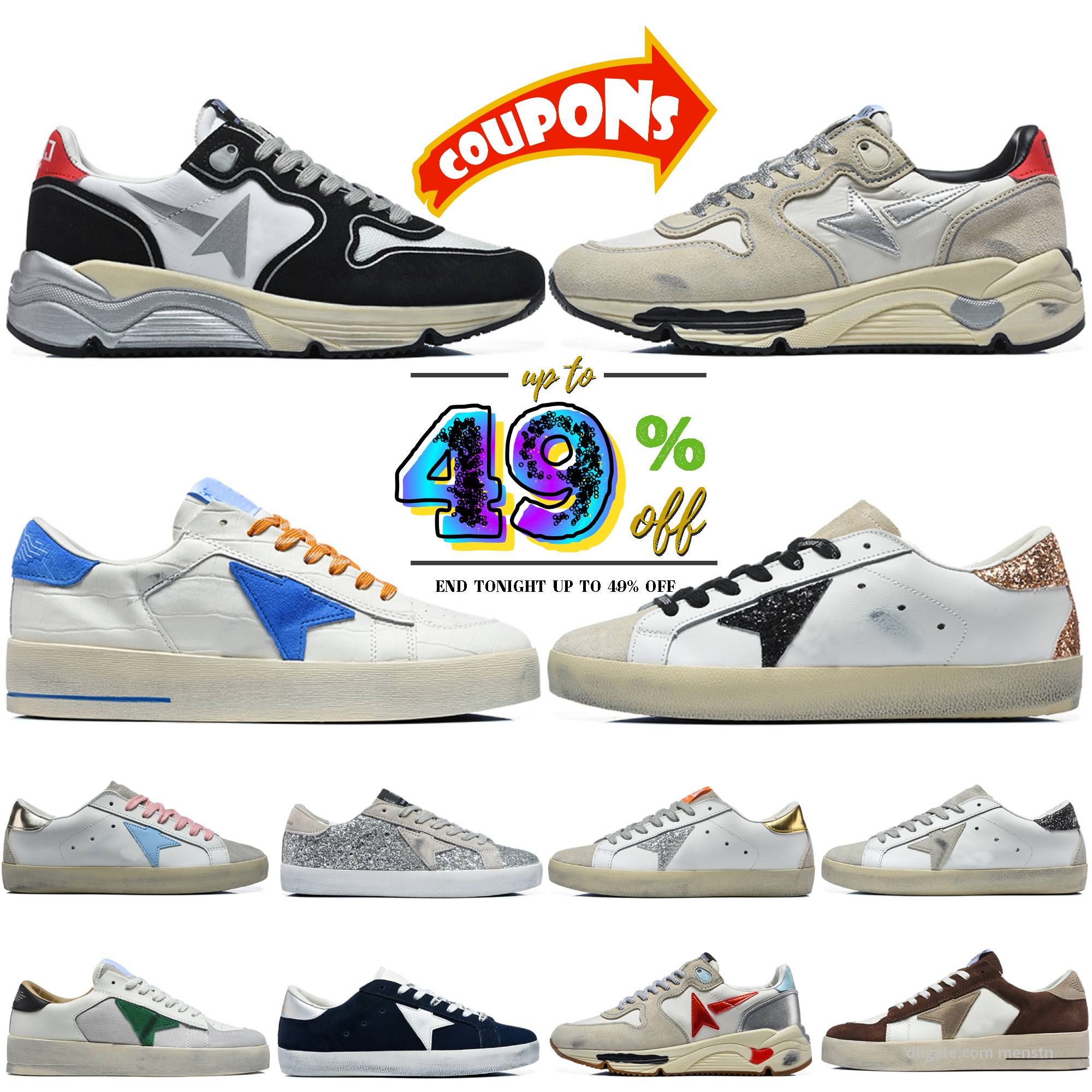 2027 Designer goldenes gooselys sneakers Ball Star School Brand Men Women Dirty Classic Light Blue White Gold Glitter Star Black Deluxe old school I
