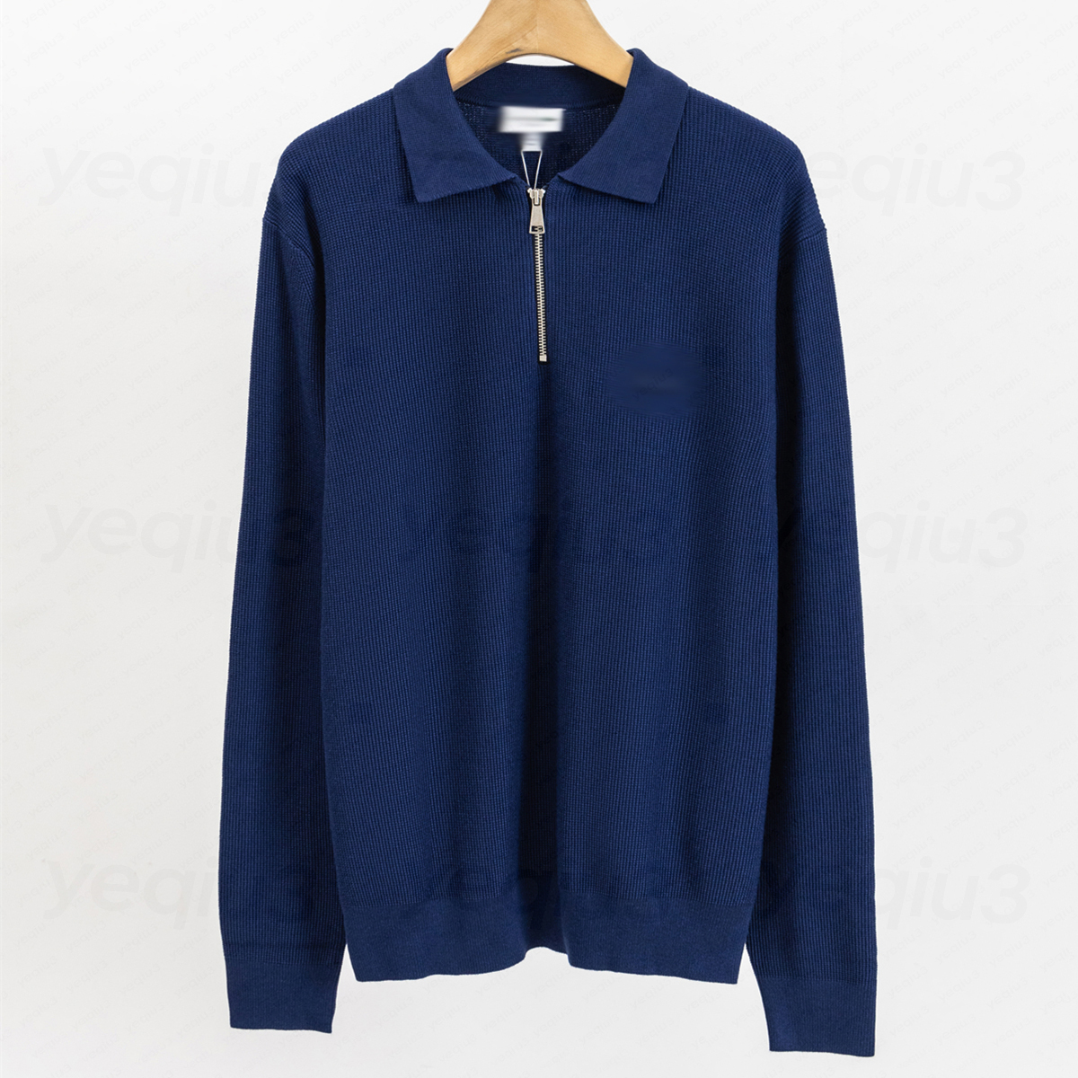 Mens sweater Half zip stand up collar sweater crocodile embroidery soft Knit Classic Fit Work Pullover