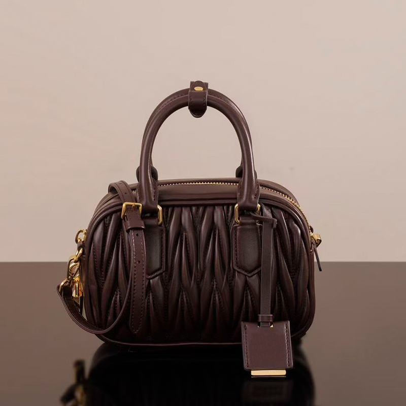 crossbody designer bags women handbags city bag Boston bag Removable Strap Genuine Leather Vintage Top Handle Bowling shoulder bag Gold Hardware for