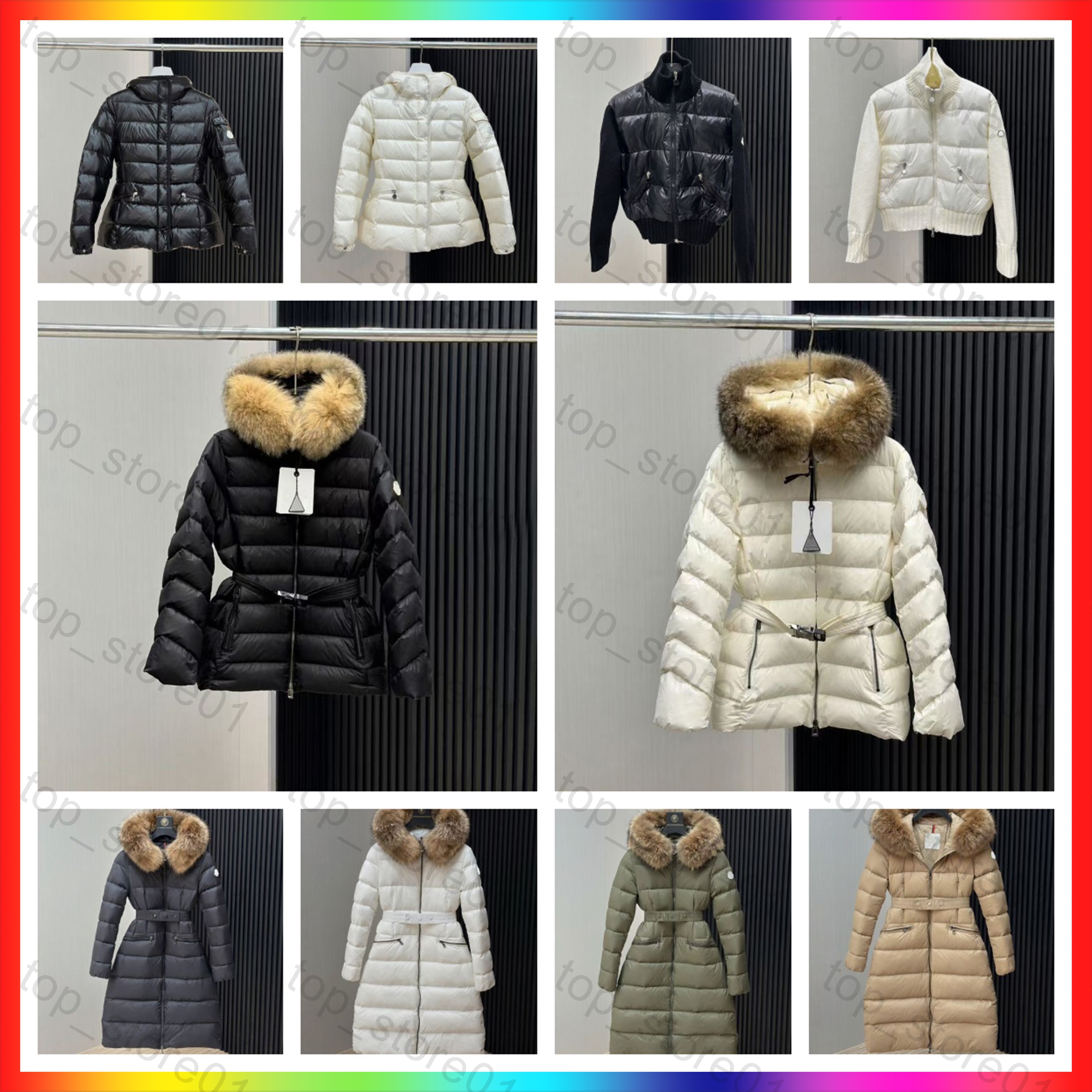 7A 2026 Womans Coat Designer jacket winter boed short down jackets fur coats Puffer jacket Long parkas with belt lady embroidered badge hooded puffe
