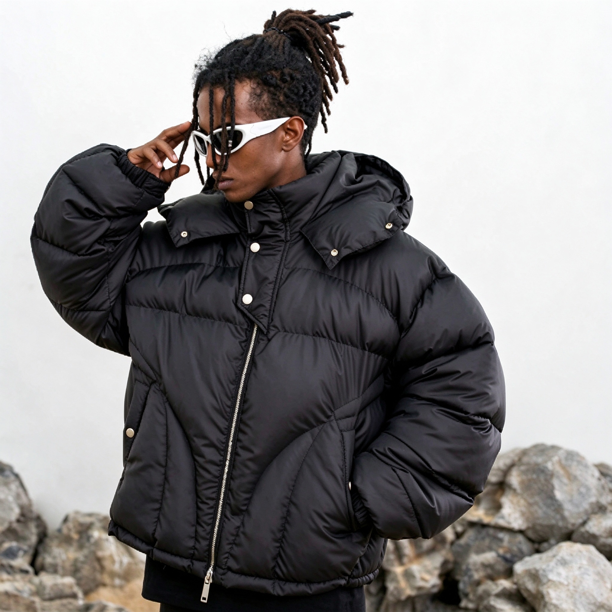 Veste en coton rembourrée à capuche surdimensionnée de haute qualité pour hommes, couleur unie, chaude, épaissie, décontractée, fermeture éclair,