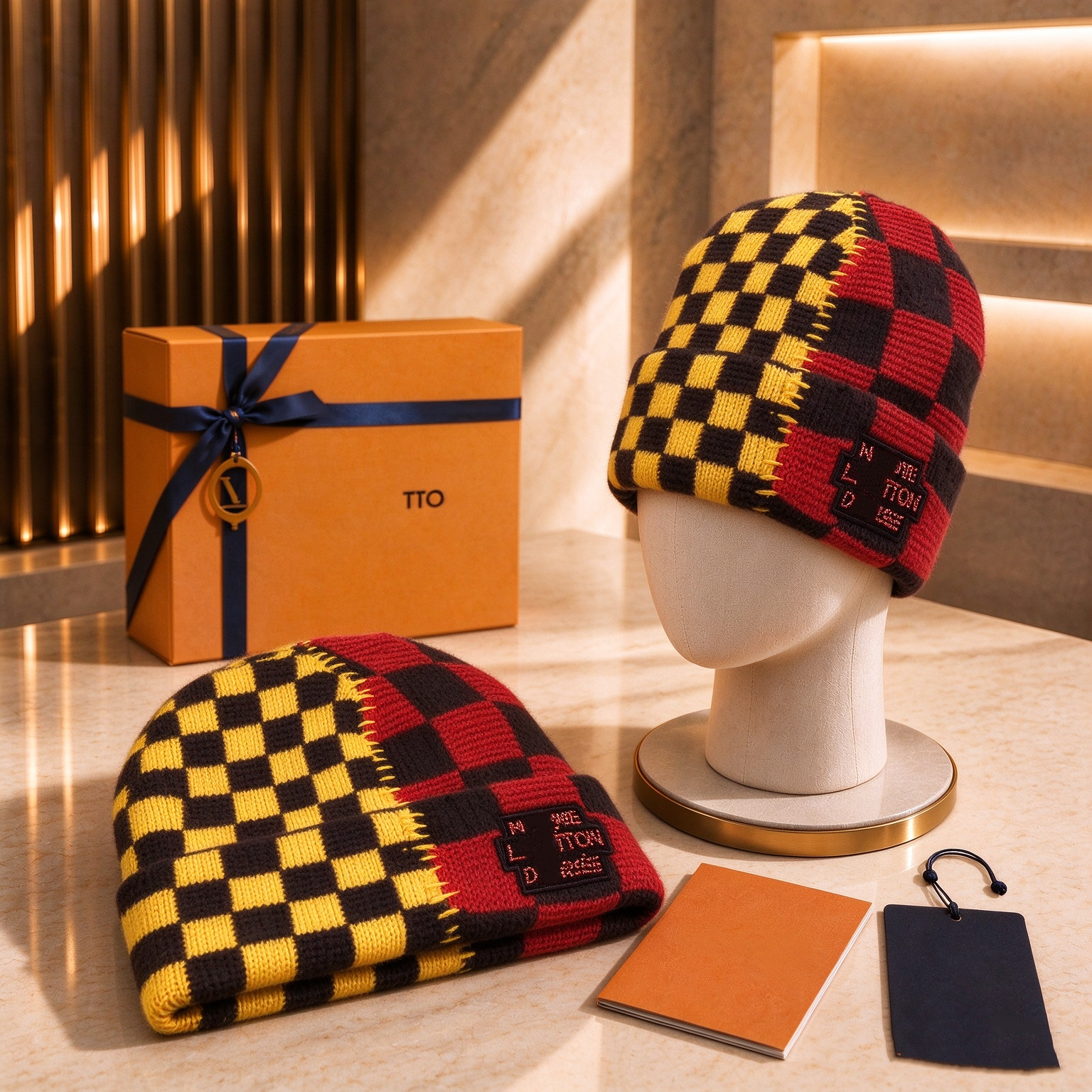 Designer Beanie Hat - Luxury Knitted Cotton Warm Winter Cap with Ear Protection - Classic All-Match Retro Style for Women and Men