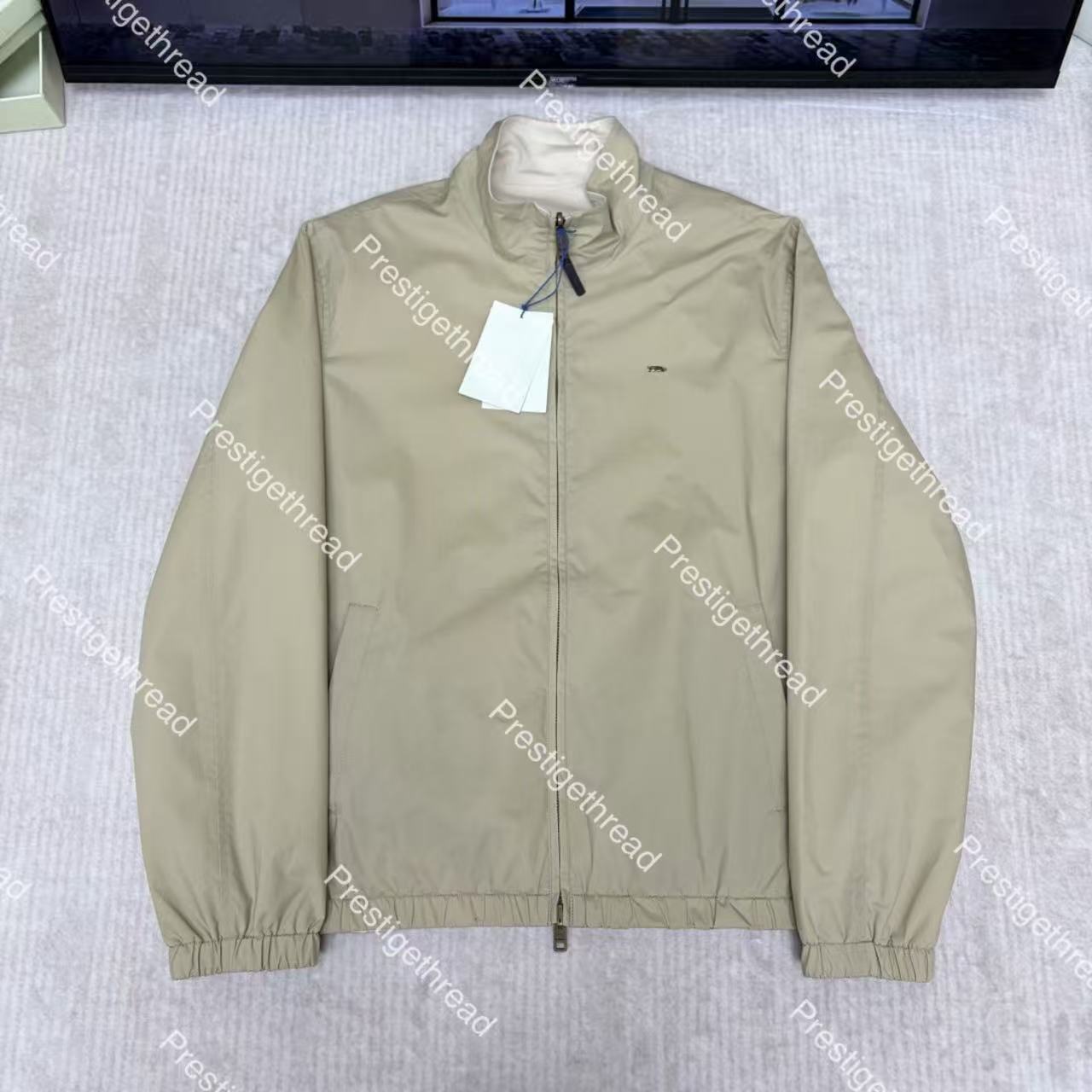 Reversible Cotton Harrington Jacket, Designer Quality Men's Jacket with Iron Label and Stand Collar