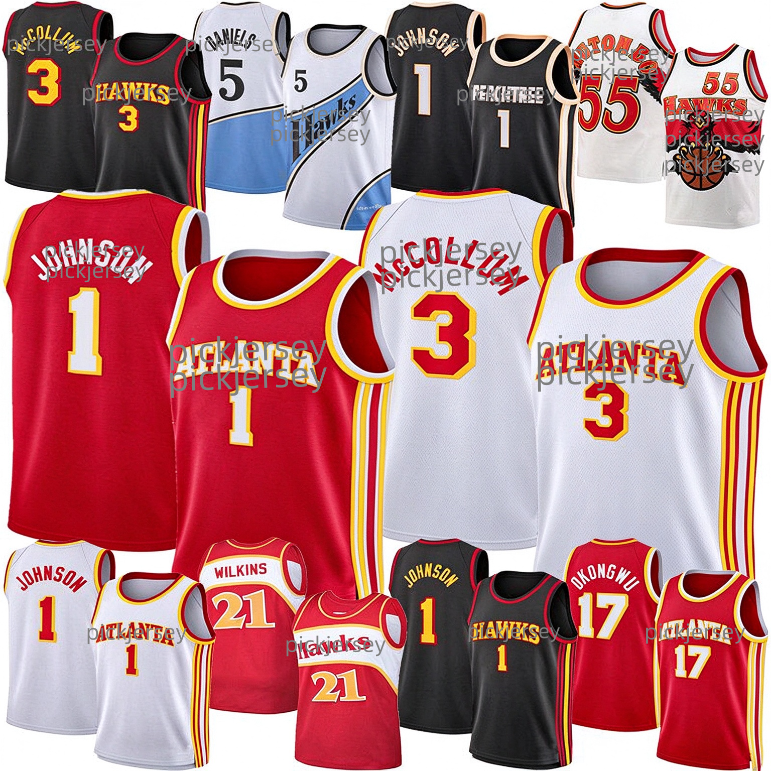 Maillot de basket-ball Atlantas Hawk Jalen Johnson Nickeil Alexander-Walker Dyson Daniels Onyeka Okongwu CJ McCollum WILKINS Spud Webb Jersey