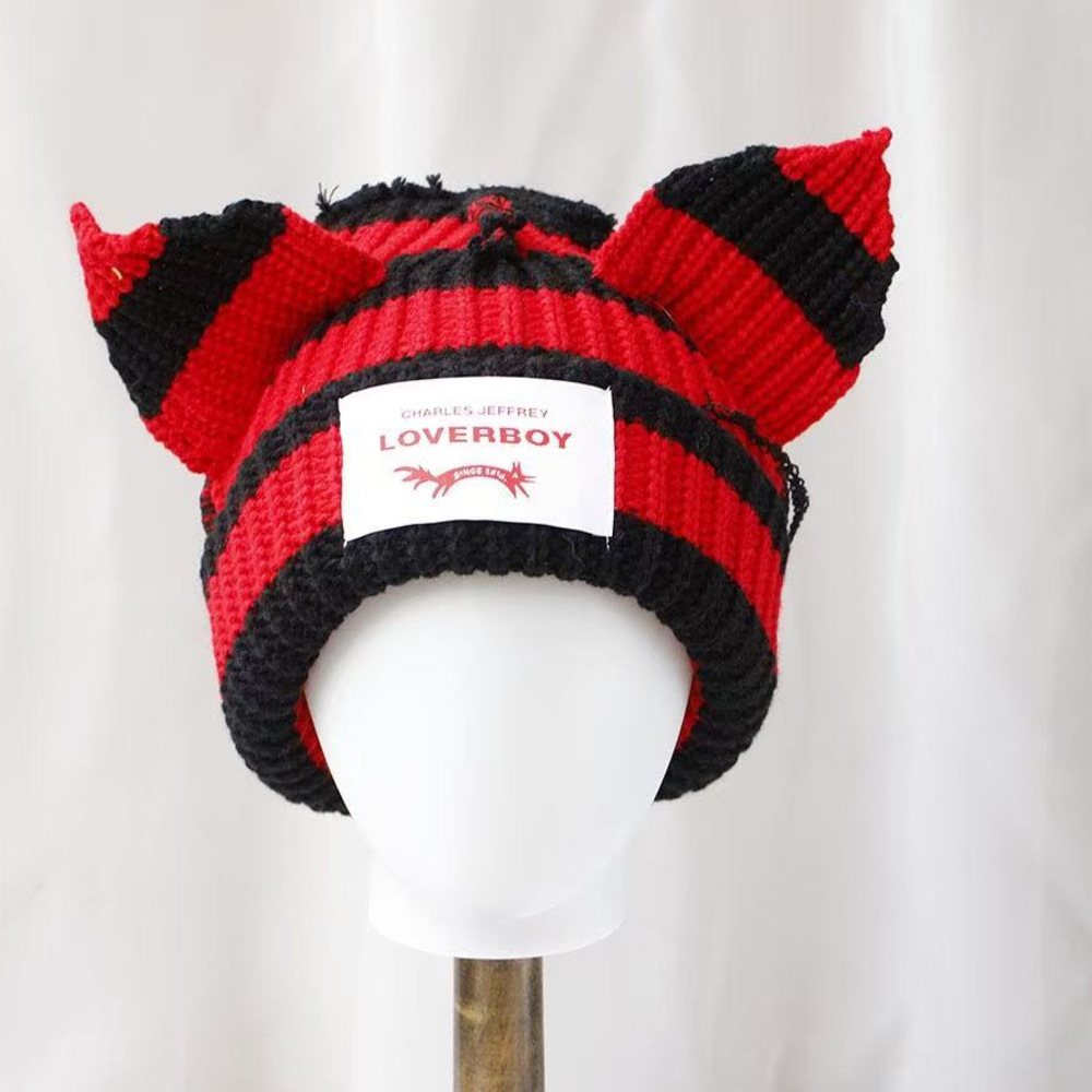 Beanie/Skull Caps Designer Charles Jeffrey Loverboy Formal Skull Festival Beanie Casquette Lover Boy Hat Bonnet Women Men Cute Fashion Knitted