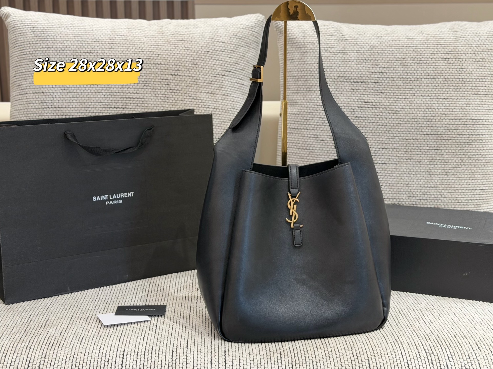 Designer Bag Jamie Large Capacity Pochon Tote handbag Black calfskin Drawstring Bucket Crossbody Luxury Top handle chain shoulder bag lady Casual sh
