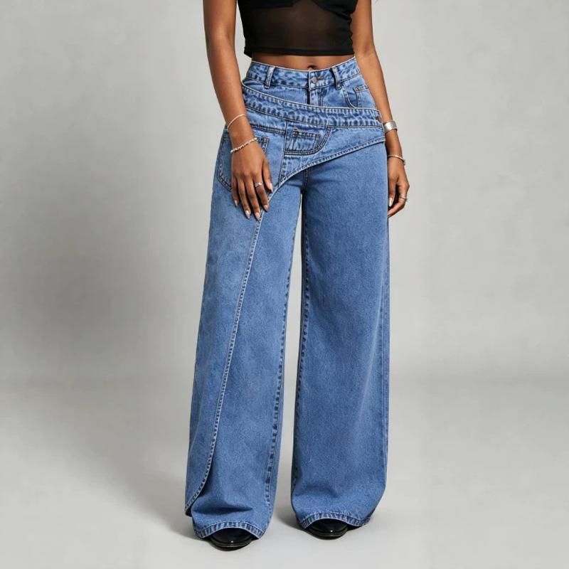Jean à jambe droite pour femme, pantalon en Denim taille moyenne, bleu clair, décontracté, Streetwear, tendance, pantalon de tous les jours, été