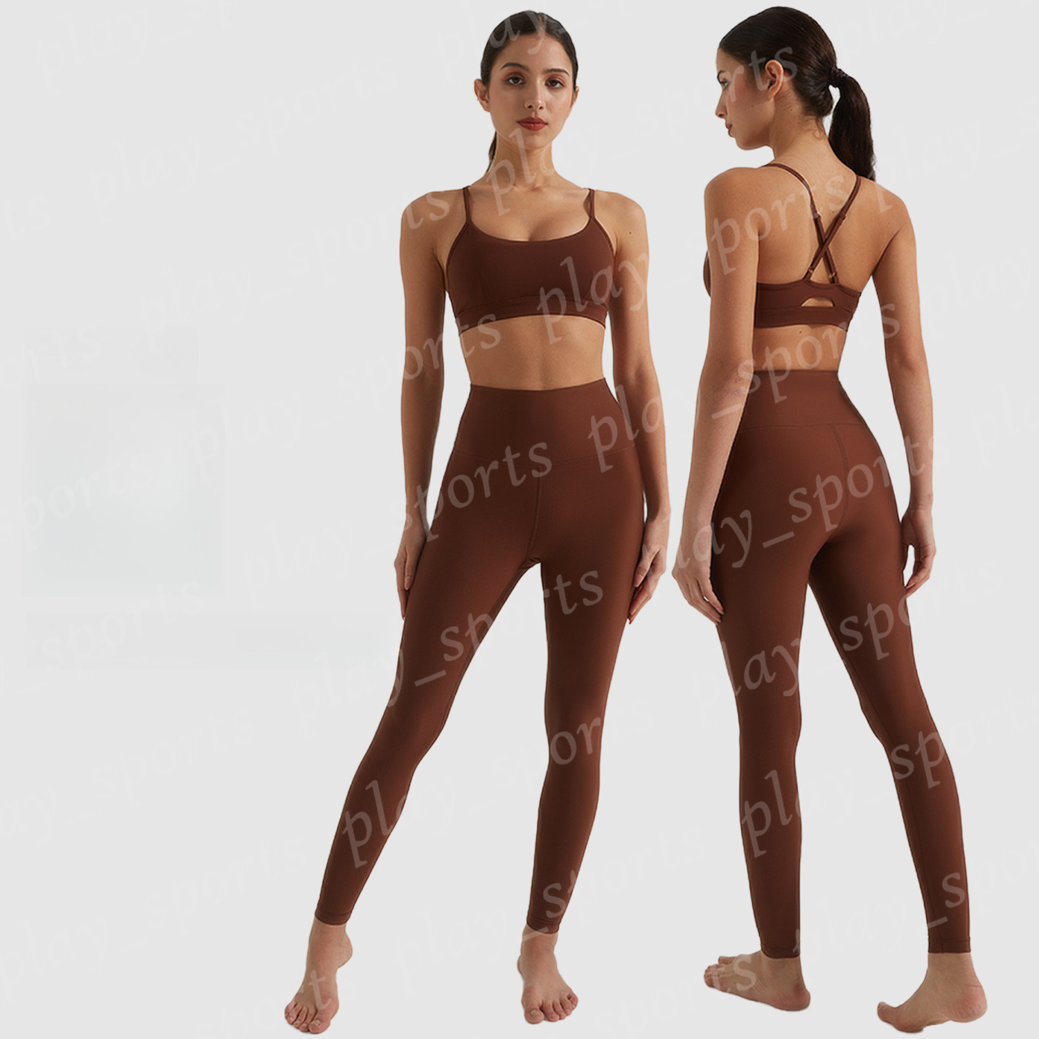 Femmes 2pcs yoga ensemble soutien-gorge de sport + leggings de créateur taille haute nylon spandex contrôle du ventre entraînement tenue de gym t