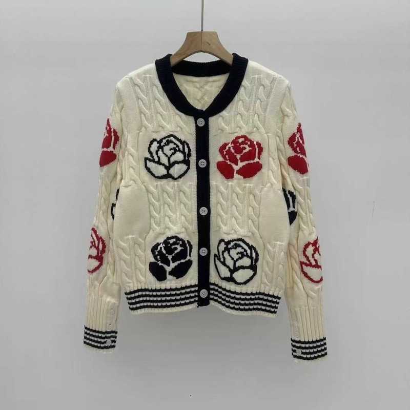 Women's Sweaters Designer Stylish Rose-patterned Jacquard Single-breasted Long-sleeve Knit Cardigan For Women, New Autumn/winter Collection, Ca