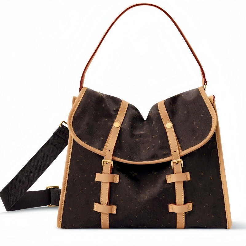 Jet lag Vintage Large capacity Leather shoulder bags Designer messenger bag satchel Man Women for Handbag cross body Tote bag sac Luxury briefcase C