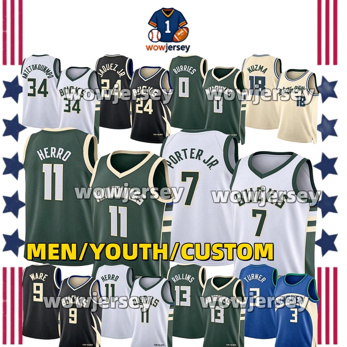 202627 Maillot Bucks Maillot de basket-ball Milwaukees Tyler Herro Kevin Porter Jr. Ryan Rollins Brayden Burries Kyle Kuzma Giannis Antetokounmpo
