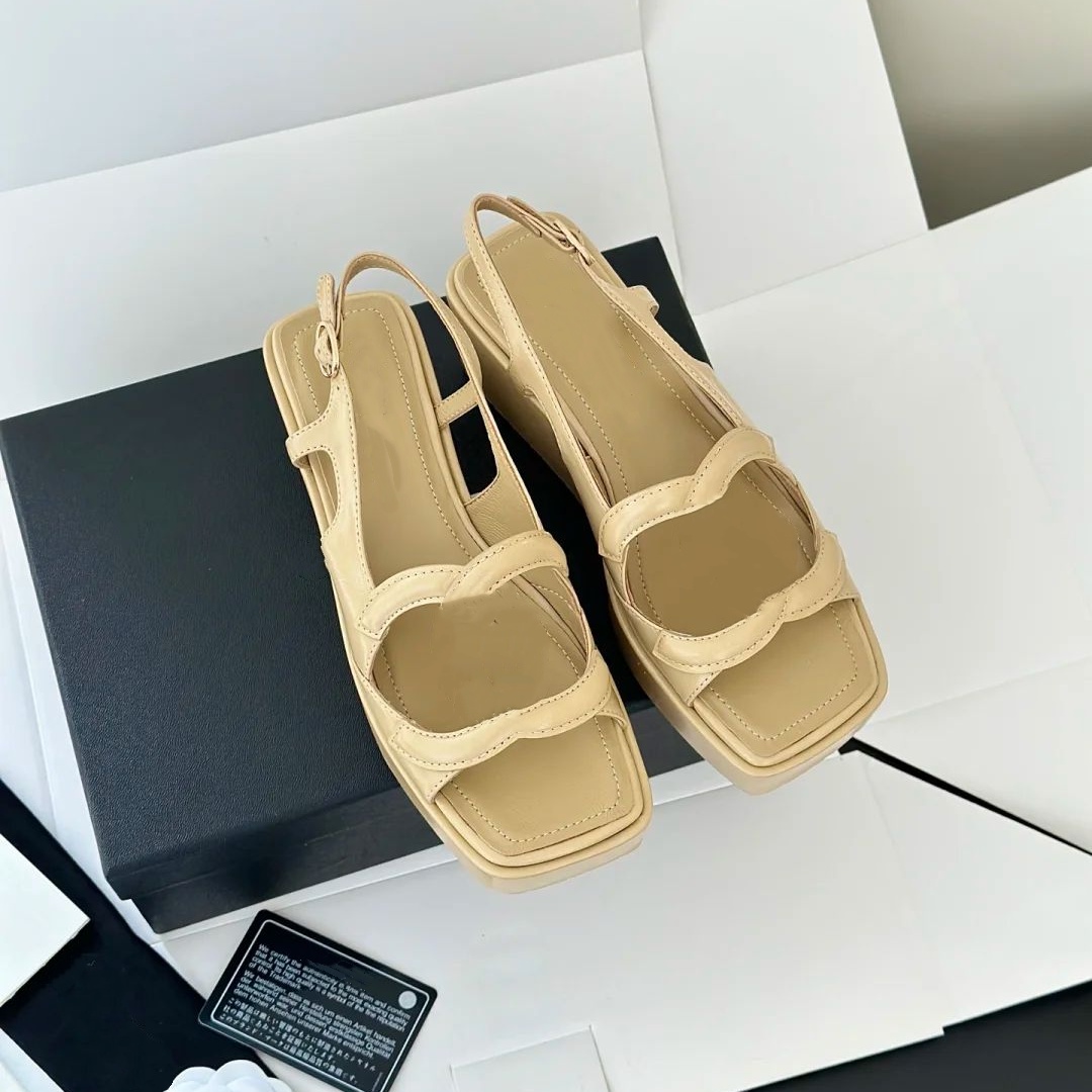 Woman platform heel Sandal Designer slipper Luxury black Suede leather comfort elegant dress Outdoor sport gladiator Sandale Summer Beach Formal Cas