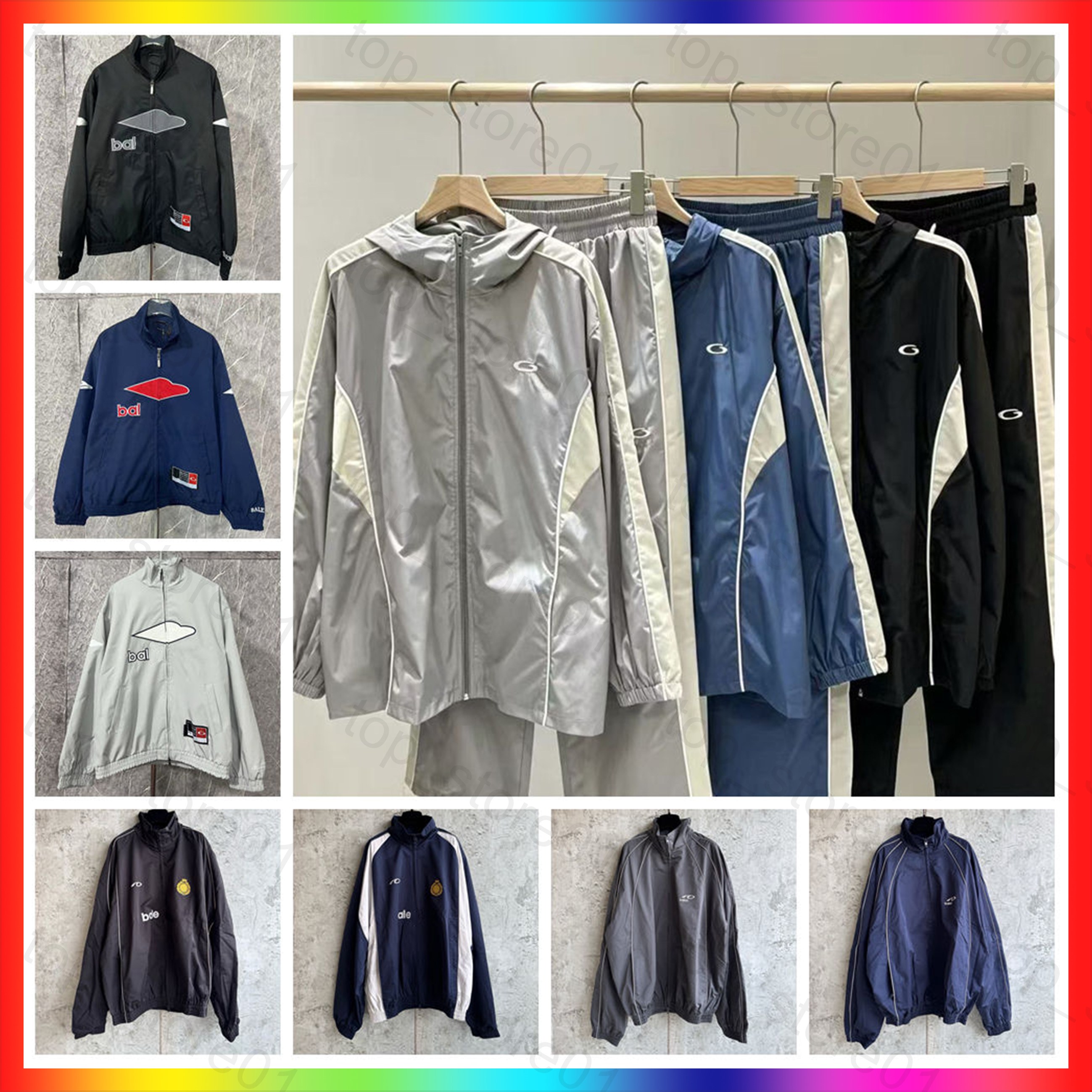 5A 2026 New designer hoodie Quick Drying Zipper Jacket Embroidered Patterns Retro Racing Jacket Fashion mens windbreaker hoodie Drawstring Pants Run