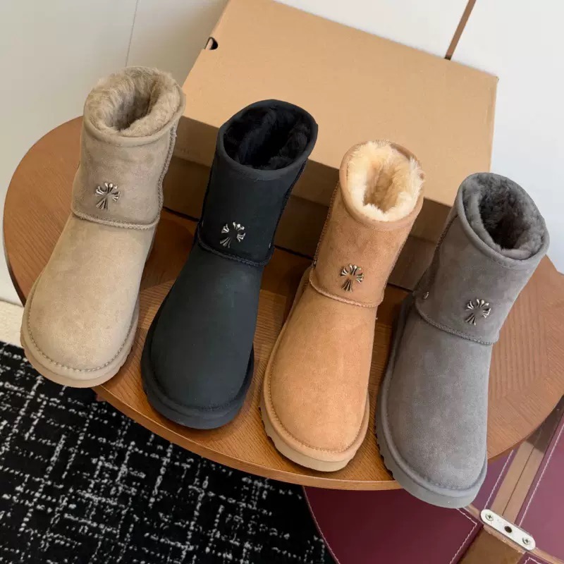 chromes Boots Australia Snow Boot Designer Winter Classic Boot Ankle Half Suede Booties warm snow boots black classic women platform shoes with box