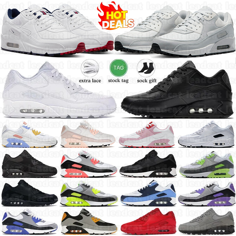 Designer 90s casual shoes for men women 90sneakers Triple Black White Infrared UNC Iron Grey high quality comfort breathable outdoor sports mens